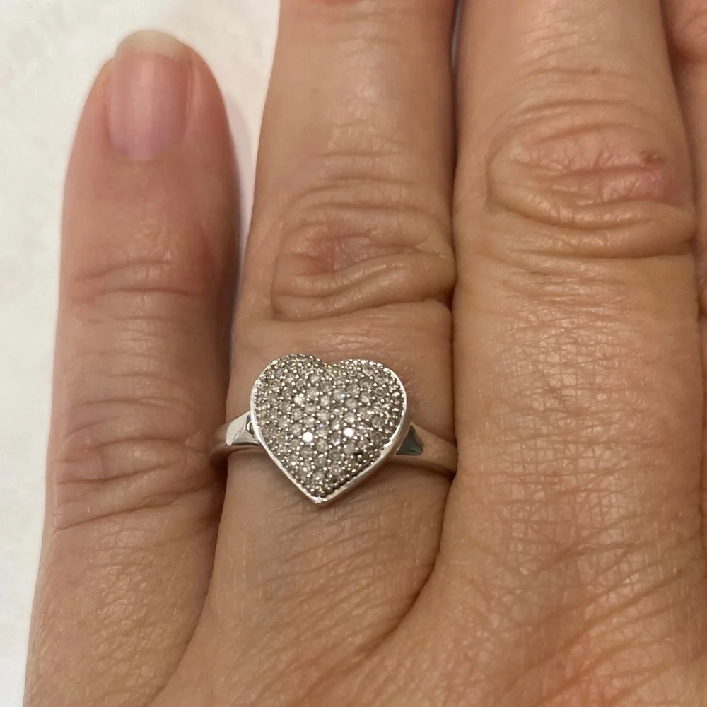 JTV Sterling Silver Heart Diamond accent ring!